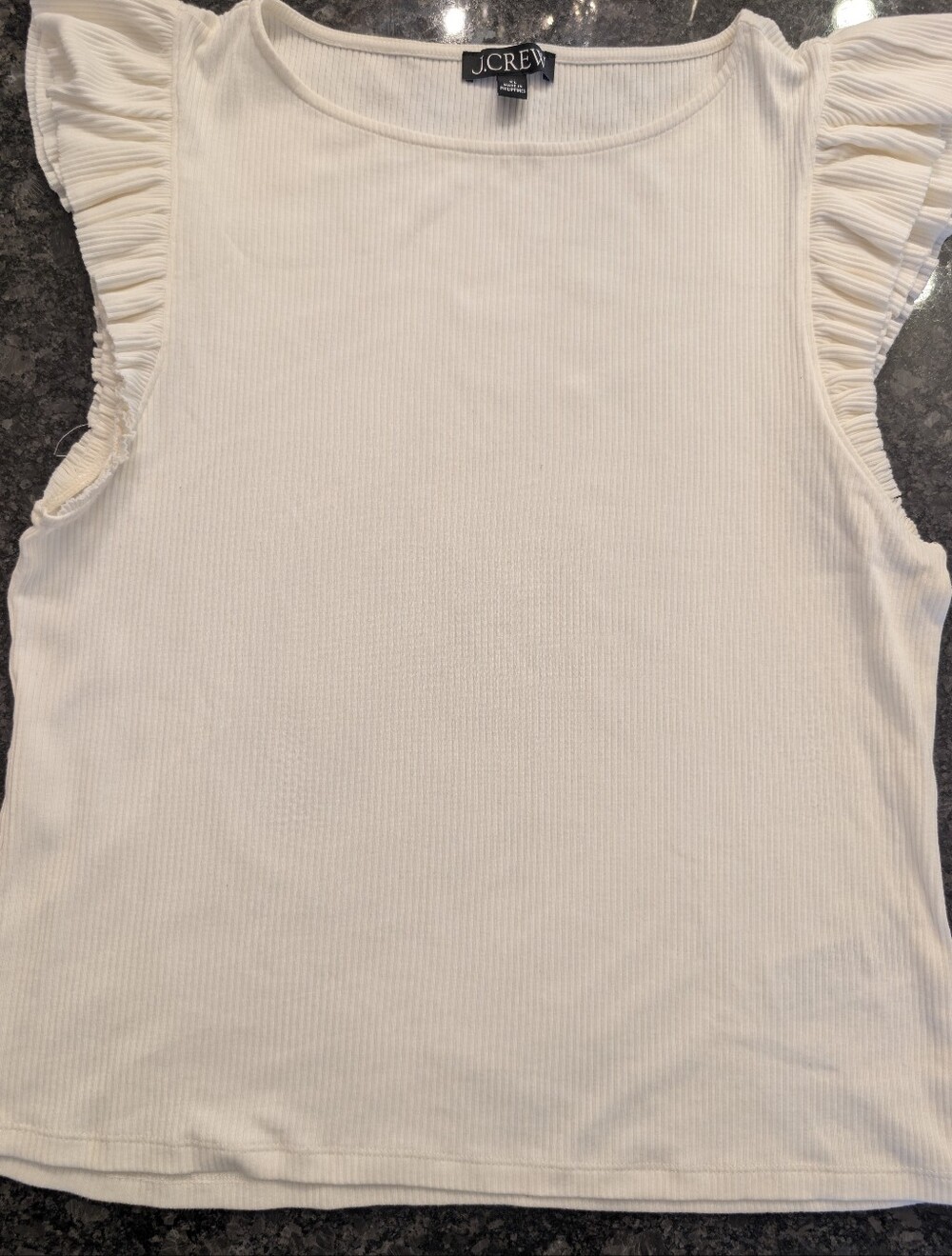 Jcrew Vintage rib ruffle boatneck tank top